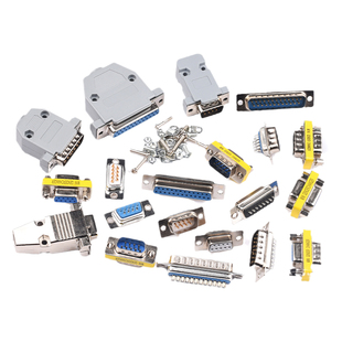 DB9/15/25插头插座母头公头塑料金属外壳 双排焊线式焊板白胶镀金