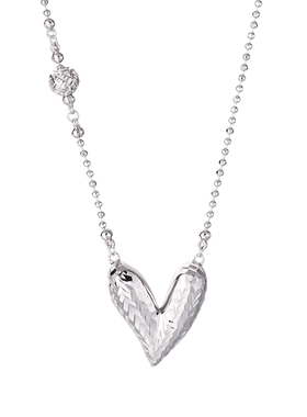 银色碎冰冰爱心吊坠项链女