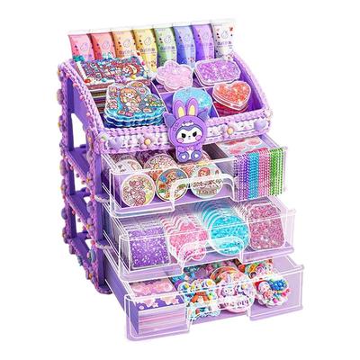 奶油胶咕卡贴纸套装全套玩具益智女孩六岁儿童生日礼物酷卡咕咔古卡工具四层收纳箱古估库卡手工diy材料骨卡