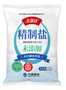 美康达精制盐220g未加碘家用食盐炒菜煲汤腌制调味盐提鲜食品级