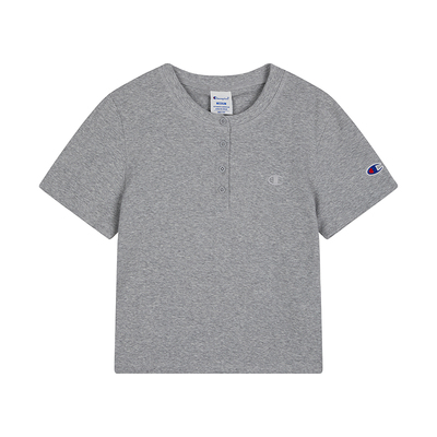 Champion按扣领简约纯色短袖T恤