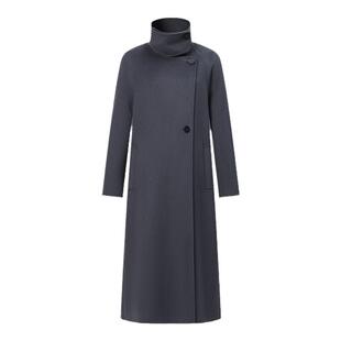 MISS BUCCI 秋冬时尚女士高领保暖纯山羊绒中长款防风大衣外套女