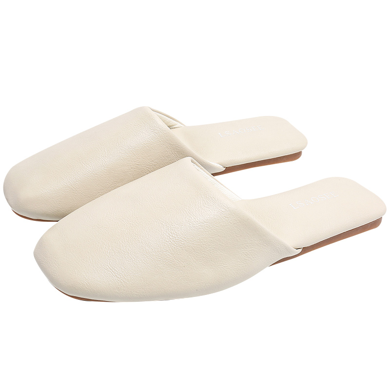 高级感情侣简约纯色PU皮拖鞋女牛筋底静音时尚居家客厅样板房四季