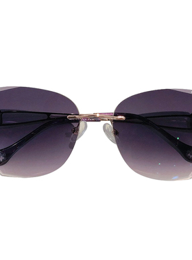 女有度数切边镶钻超轻平光太阳镜