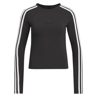 Adidas阿迪达斯女子短款套头衫三条纹修身上衣T恤JN0755 JW4643