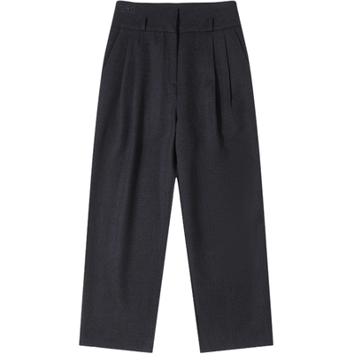 CNC女装气质通勤黑色九分萝卜裤女秋冬新款宽松休闲羊毛裤子