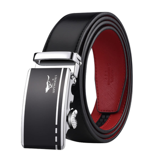 七匹狼男士皮带本命年自动扣内红外黑真皮腰带品牌牛皮红裤带软皮