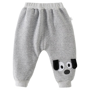 婴儿加绒纯棉大屁屁裤男女宝宝一体绒棉裤中小童宽松休闲长裤秋冬