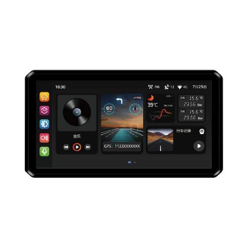 突破者M12Promax摩托车行车记录仪双摄智能车机carplay导航雷达M2