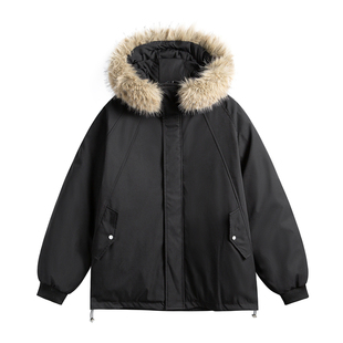 TIRED美式简约90白鸭绒中长款派克羽绒服冬季情侣款加厚保暖外套