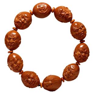 橄榄核雕 双面写实18十八罗汉铁核手工雕刻 文玩把件手串男手链