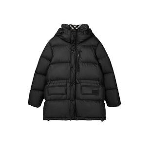 【自营】BURBERRY/博柏利男士中长款羽绒服冬连帽外套节日礼物
