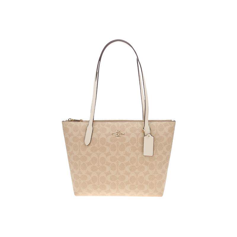 【自营】COACH/蔻驰女士中号经典老花拉链单肩手提托特包单肩包