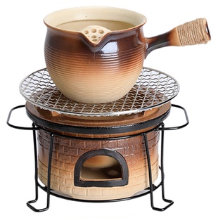 围炉煮茶烤火炉套装烤奶罐罐茶壶室内户外炭炉侧把壶粗陶煮茶壶