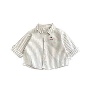 2026新款婴幼童韩版清新绣花衬衫春秋男女宝卡通百搭牛仔裤子套装