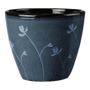 Deroma帝罗马报春花纹饰北欧风古典高级陶瓷陶土挂釉花盆带托盘