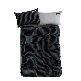 gohm{黑礁小岛}全棉水洗棉黑白条纹极简美好商店at home四件套