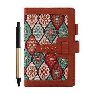 卡杰a6复古刺绣笔记本礼盒套装送老师教师节日礼物记事本子高颜值随身小手帐学生日记本成人搭扣记录手账定制