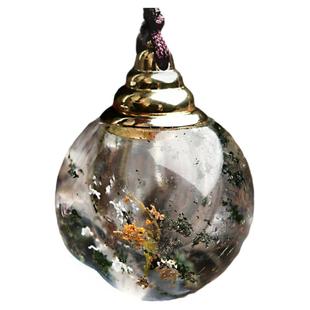 天然绿幽灵水晶舍利塔吊坠饰品佛塔金发晶嘎乌盒许愿瓶舍利子开口