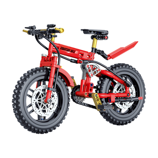 哲高积木小颗粒儿童益智拼装山地自行车组装模型男孩玩具拼图礼物