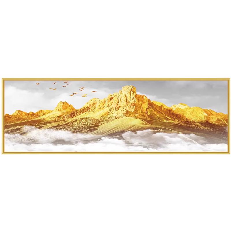 夫妻主卧床头画背靠金山自粘画