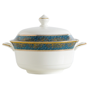 轻奢骨瓷大汤锅汤碗双耳汤盆家用防烫大面碗餐具大碗带盖品锅盛汤