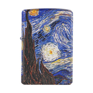 zippo正版打火机 梵高星空油画彩印创意个性男士防风煤油火机送礼