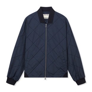 UNICA HOMME/美式风潮席卷短款棋盘格翻领尼龙复古工装夹克外套男