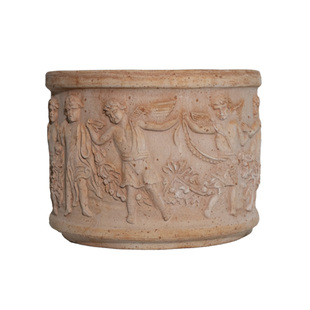 意大利手工陶盆小天使浮雕透气透水专业防水复古古典艺术陶土花盆