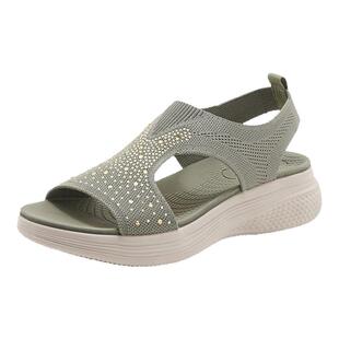 不累脚凉鞋女2026新款夏季可下水时尚中年运动软底防滑水钻妈妈鞋