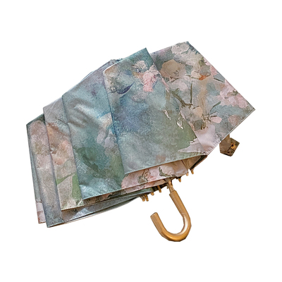 复古芈茵！太阳伞女防晒防紫外线弯钩金杆金架折叠晴雨两用雨伞女