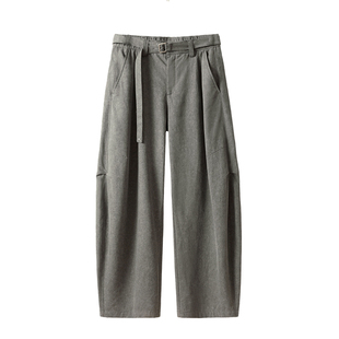 佐向斯纯棉系绳都市设计感休闲裤2026春秋新款宽松弯刀男士裤子潮