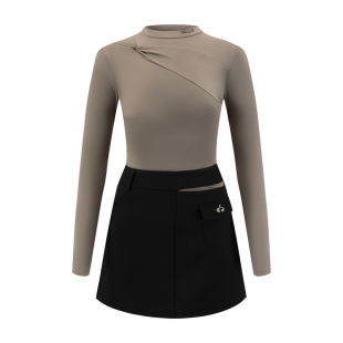 新款高尔夫球服装女士春秋长袖打底上衣显瘦网球包臀短裙运动套装