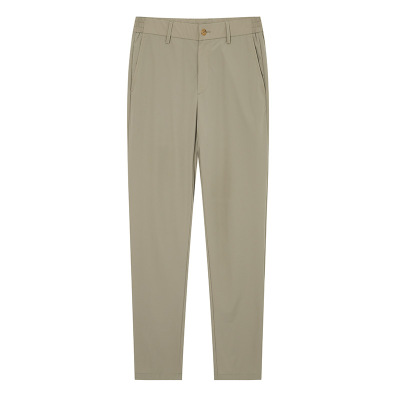 亨利格兰2026夏新品男士商务休闲直筒裤舒适高弹松紧腰轻薄通勤裤