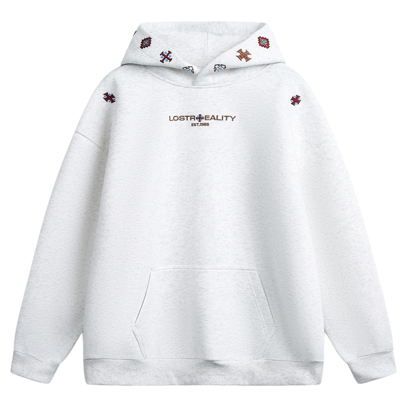 NTBF重磅民族风刺绣连帽卫衣男女秋季新款加绒复古运动连帽衫外套