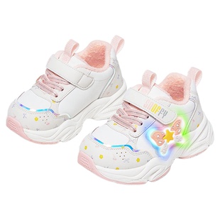 闪灯鞋｜斯纳菲女童运动鞋冬季新款女宝加厚棉鞋幼儿园室内鞋