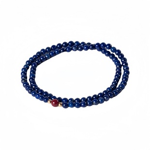 新中式原矿青金石小米珠朱砂转运双圈极细小众高级感蓝色手链手串