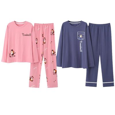 春秋款全棉情侣睡衣韩版2套价