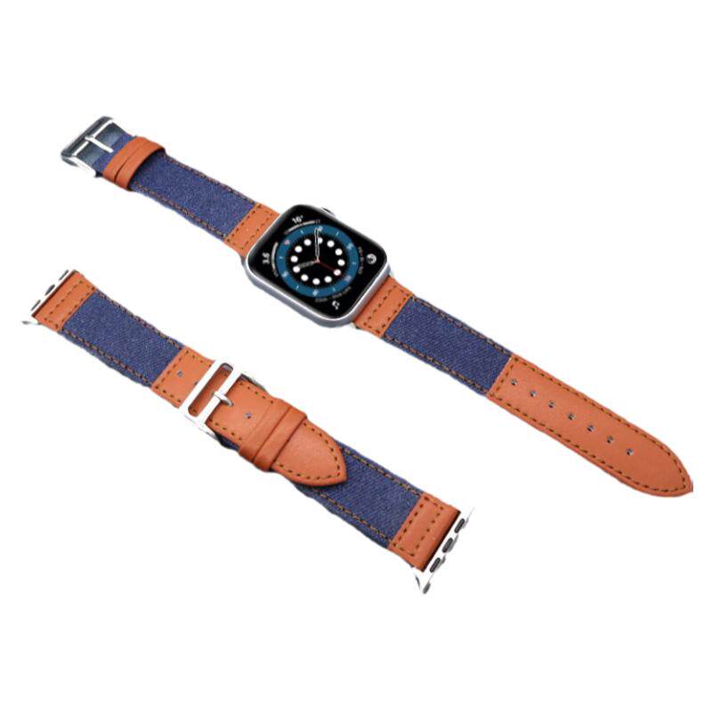 APPLEWATCH牛仔帆布真皮表带