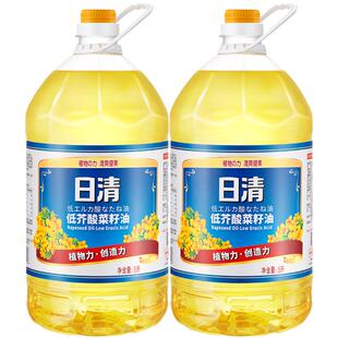 日清低芥酸菜籽油5L*2清爽少烟大桶植物油炒菜油炸家庭用芥花油