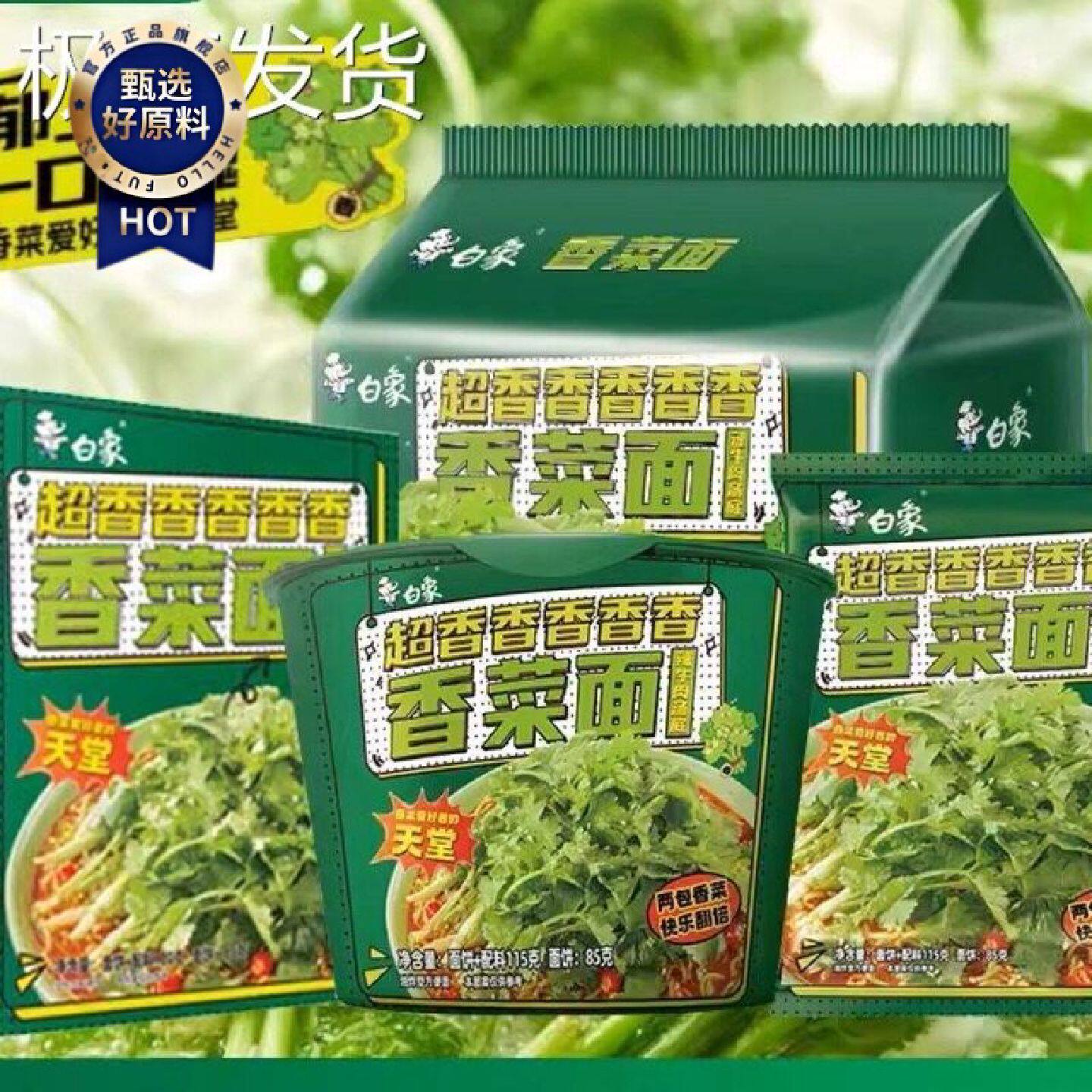 白根桶象香菜袋装限定款装盒装白象家面的整绿香菜方便速食色