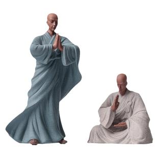 颂物创意小和尚摆件禅意陶瓷人物小沙弥中式客厅玄关茶桌面装饰品
