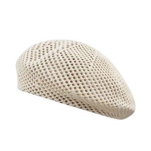 花少秦岚同款帽子夏季薄款镂空草编贝雷帽女2025新款防晒遮阳草帽