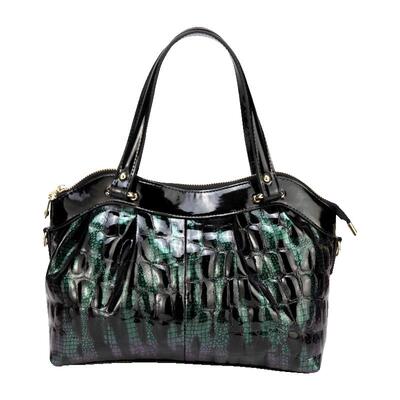 时尚亮皮大容量真皮斜挎手提包女