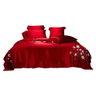 思辰家纺重磅35姆米结婚真丝四件套传承手绣大师制作蚕丝床上用品