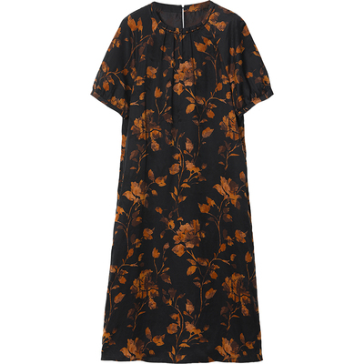 高端花罗香云纱连衣裙女2025