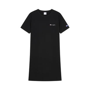 champion26春夏新款女士短袖连衣裙纯棉刺绣草写logo休闲