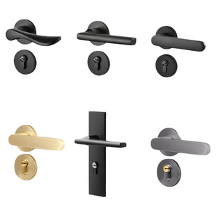 门把手卧室家用门锁静音锁室内木黑色磁吸分体式通用型锁具分体锁