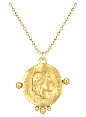复古金币头像项链宫廷风吊坠