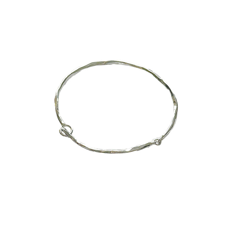 petitquatre纯手工定制通体银手镯不规则敲打面细999纯银手镯